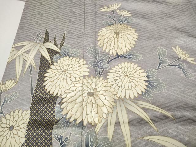 平和屋着物●豪華色留袖　刺繍　枝花文　金彩　正絹　逸品　CABN4973ut