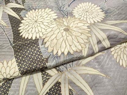 平和屋着物●豪華色留袖　刺繍　枝花文　金彩　正絹　逸品　CABN4973ut