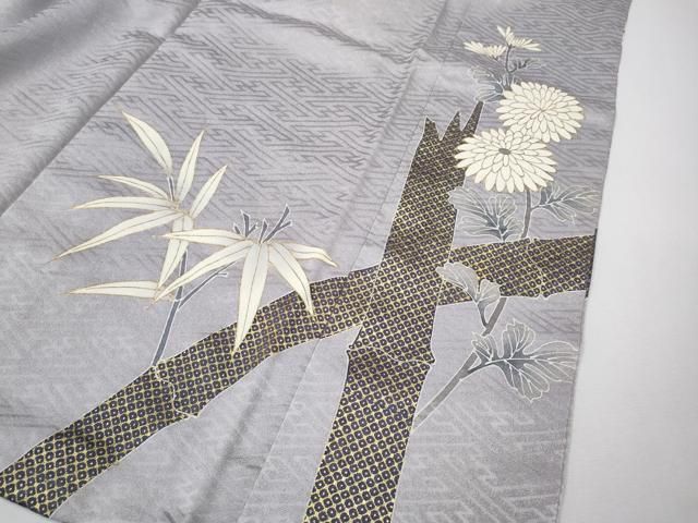 平和屋着物●豪華色留袖　刺繍　枝花文　金彩　正絹　逸品　CABN4973ut