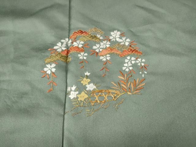 平和屋着物●豪華色留袖　総刺繍　松花文　金糸　ロング丈　正絹　逸品　CABN4982ut