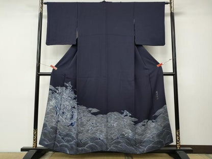 平和屋着物●豪華色留袖　古庄紀治　立波船文　正絹　逸品　CABN4983ut