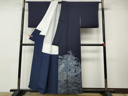 平和屋着物●豪華色留袖　古庄紀治　立波船文　正絹　逸品　CABN4983ut