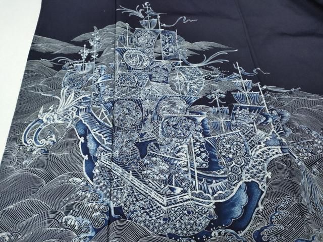 平和屋着物●豪華色留袖　古庄紀治　立波船文　正絹　逸品　CABN4983ut