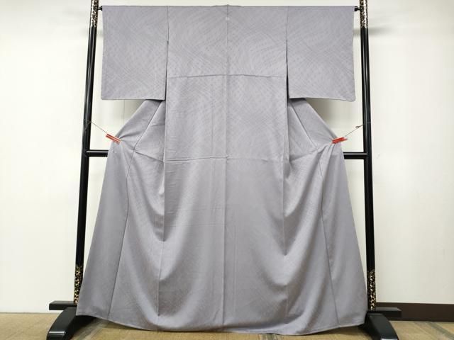 平和屋着物●上質な色無地　麻の葉地紋　牡丹鼠色　正絹　逸品　CABN4985ut