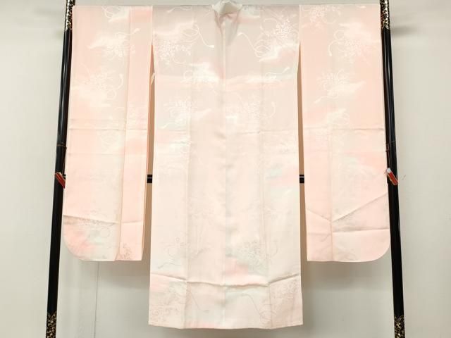 平和屋着物●振袖用長襦袢　無双仕立て　雲重ね草花地紋　暈し染め　正絹　逸品　CABN4989ut