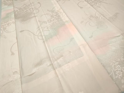 平和屋着物●振袖用長襦袢　無双仕立て　雲重ね草花地紋　暈し染め　正絹　逸品　CABN4989ut