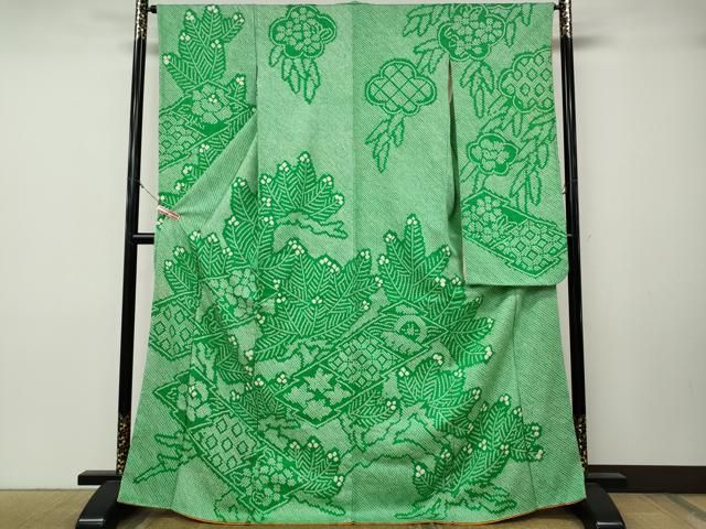 平和屋着物●豪華振袖　総絞り　枝葉文　正絹　逸品　CABN4990ut