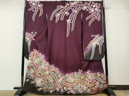 平和屋着物●豪華振袖　作家物　辻が花　絞り　暈し染め　金通し地　京都きもの友禅扱い　正絹　逸品　CABN4995ut
