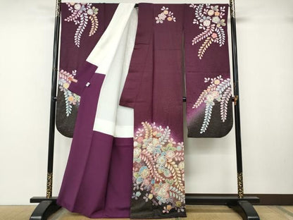 平和屋着物●豪華振袖　作家物　辻が花　絞り　暈し染め　金通し地　京都きもの友禅扱い　正絹　逸品　CABN4995ut