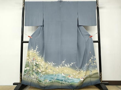 平和屋着物●十日町友禅作家　阿部佳雪　色留袖　鴛鴦枝花文　暈し染め　正絹　逸品　CABN4996ut