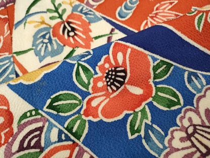 平和屋着物●豪華振袖　型染め　束ね熨斗花文　鬼しぼ縮緬　正絹　逸品　CABN5009ut
