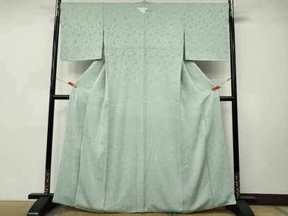 平和屋着物●上質な色無地　草葉地紋　青磁鼠色　正絹　逸品　未使用　CABN5012ut