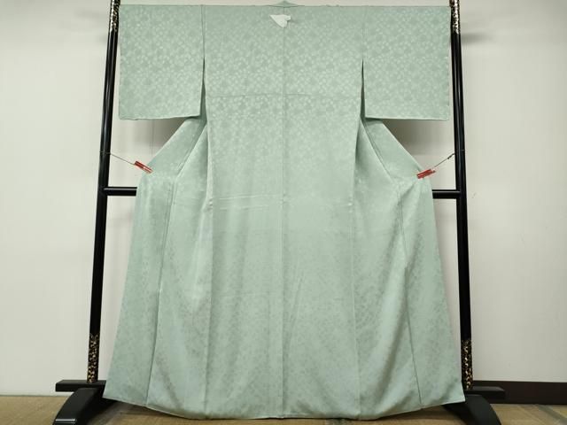 平和屋着物●上質な色無地　草葉地紋　青磁鼠色　正絹　逸品　未使用　CABN5012ut