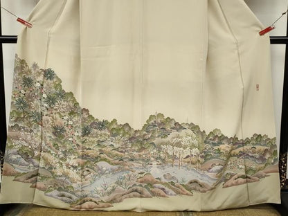 平和屋着物●豪華色留袖　作家物　風景草花文　正絹　逸品　CABN5014ut