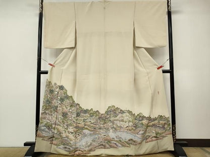 平和屋着物●豪華色留袖　作家物　風景草花文　正絹　逸品　CABN5014ut