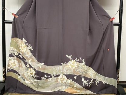 平和屋着物●豪華色留袖　作家物　駒刺繍　道長更紗花文　金彩　ロング丈　正絹　逸品　CABN5015ut