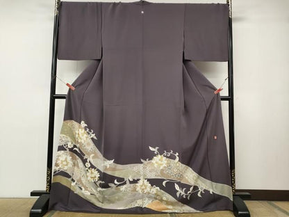 平和屋着物●豪華色留袖　作家物　駒刺繍　道長更紗花文　金彩　ロング丈　正絹　逸品　CABN5015ut