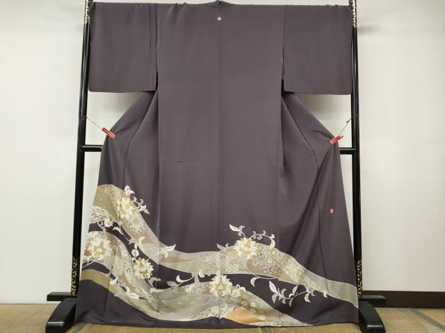 平和屋着物●豪華色留袖　作家物　駒刺繍　道長更紗花文　金彩　ロング丈　正絹　逸品　CABN5015ut