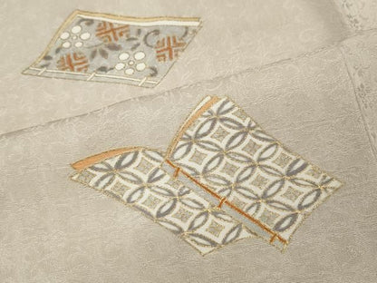 平和屋着物●訪問着　駒刺繍　冊子花文　金彩　正絹　逸品　CABN5016ut