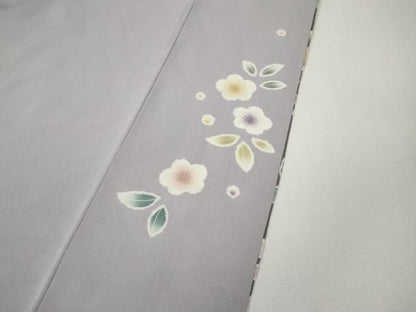 平和屋着物●訪問着　駒刺繍　絞り　雪輪草花文　銀通し地　正絹　逸品　CABN5019ut