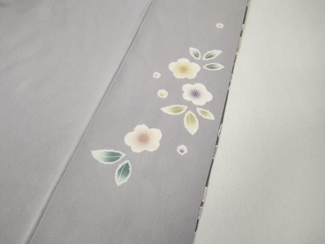 平和屋着物●訪問着　駒刺繍　絞り　雪輪草花文　銀通し地　正絹　逸品　CABN5019ut