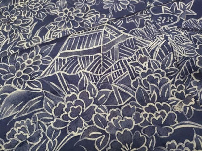 平和屋着物●訪問着　紬地　ろうけつ染　風景草花文　正絹　逸品　CABN5023ut