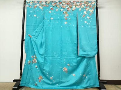 平和屋着物●豪華振袖　舞花文　金彩　正絹　逸品　CABN5029ut