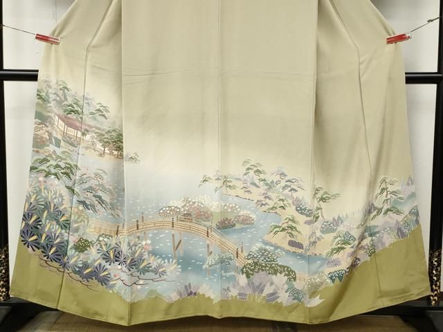 平和屋着物●本加賀友禅作家　酉川健一　色留袖　風景渡橋草木文　暈し染め　正絹　逸品　CABN5031ut