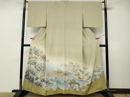 平和屋着物●本加賀友禅作家　酉川健一　色留袖　風景渡橋草木文　暈し染め　正絹　逸品　CABN5031ut