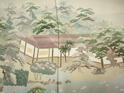 平和屋着物●本加賀友禅作家　酉川健一　色留袖　風景渡橋草木文　暈し染め　正絹　逸品　CABN5031ut