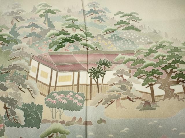 平和屋着物●本加賀友禅作家　酉川健一　色留袖　風景渡橋草木文　暈し染め　正絹　逸品　CABN5031ut