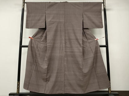 平和屋着物●結城紬　鳩羽鼠色　正絹　未使用　逸品　CABN5041ut