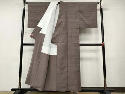 平和屋着物●結城紬　鳩羽鼠色　正絹　未使用　逸品　CABN5041ut