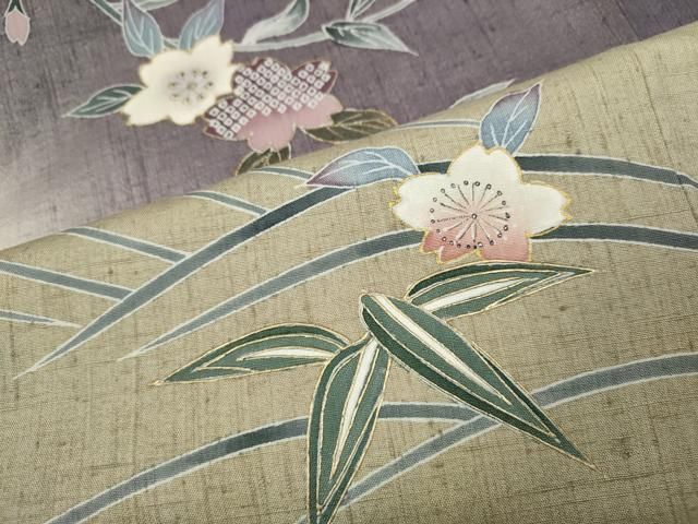 平和屋着物●訪問着　作家物　紬地　立波枝花文　暈し染め　金彩　正絹　逸品　CABN5057ut