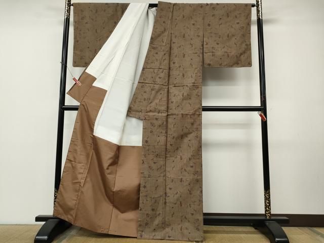 平和屋着物●上質な紬　花唐草文　正絹　逸品　CABN5061ut
