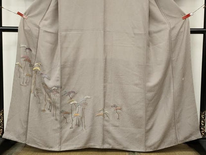 平和屋着物●伝統工芸師　服部光擴　訪問着　江戸小紋　総刺繍　駒刺繍　松　正絹　逸品　未使用　CABN5066ut