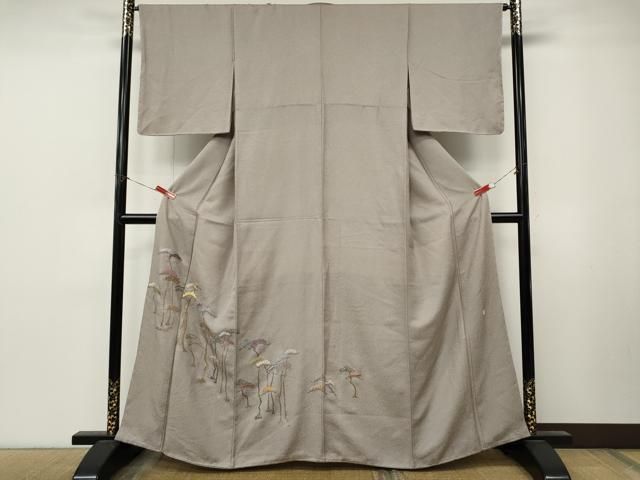 平和屋着物●伝統工芸師　服部光擴　訪問着　江戸小紋　総刺繍　駒刺繍　松　正絹　逸品　未使用　CABN5066ut