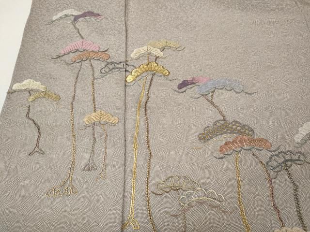 平和屋着物●伝統工芸師　服部光擴　訪問着　江戸小紋　総刺繍　駒刺繍　松　正絹　逸品　未使用　CABN5066ut