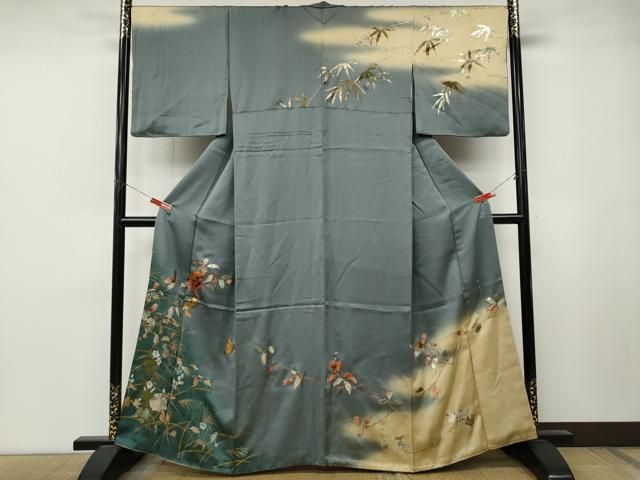 平和屋着物●訪問着　作家物　螺鈿　花鳥文　暈し染め　金銀彩　正絹　逸品　CABN5067ut