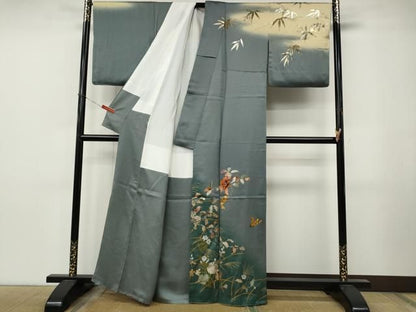 平和屋着物●訪問着　作家物　螺鈿　花鳥文　暈し染め　金銀彩　正絹　逸品　CABN5067ut