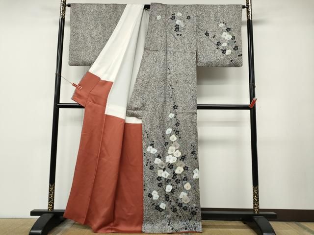 平和屋着物●訪問着　枝花文　たたき染め　正絹　逸品　CABN5071ut