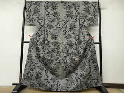 平和屋着物●上質な紬　草花文　正絹　逸品　CABN5073ut