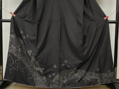 平和屋着物●本場縞大島紬　訪問着　総刺繍　刺し子　立波舞花文　東武百貨店扱い　正絹　逸品　CABN5075ut