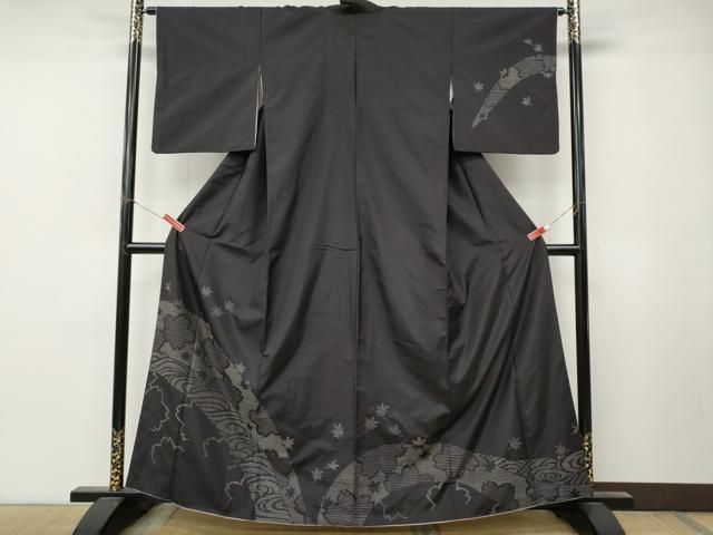 平和屋着物●本場縞大島紬　訪問着　総刺繍　刺し子　立波舞花文　東武百貨店扱い　正絹　逸品　CABN5075ut
