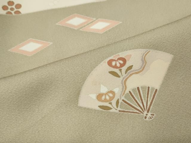 平和屋着物●訪問着　立波扇面花文　金彩　正絹　逸品　CABN5083ut