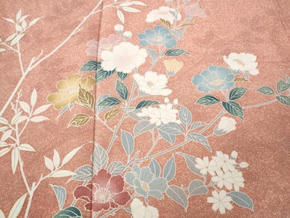 平和屋着物●訪問着　友禅　枝花文　暈し染め　ロング丈　正絹　逸品　CABN5086ut