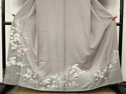 平和屋着物●訪問着　駒刺繍　風景草花文　暈し染め　金銀彩　正絹　逸品　CABN5088ut