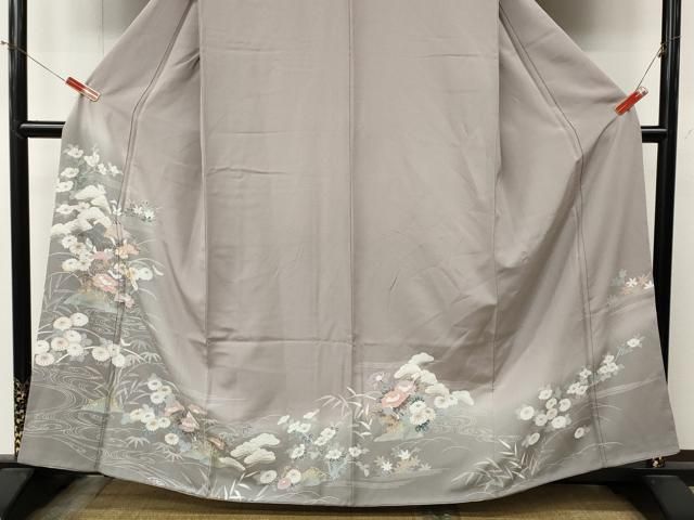 平和屋着物●訪問着　駒刺繍　風景草花文　暈し染め　金銀彩　正絹　逸品　CABN5088ut