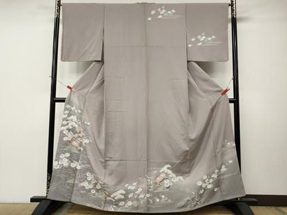 平和屋着物●訪問着　駒刺繍　風景草花文　暈し染め　金銀彩　正絹　逸品　CABN5088ut