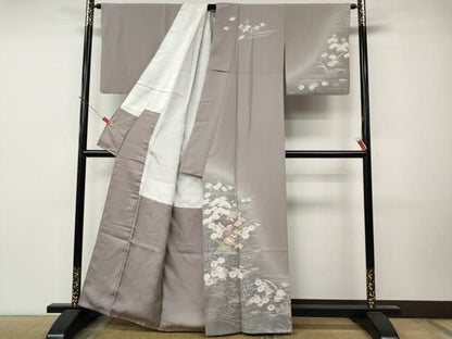 平和屋着物●訪問着　駒刺繍　風景草花文　暈し染め　金銀彩　正絹　逸品　CABN5088ut